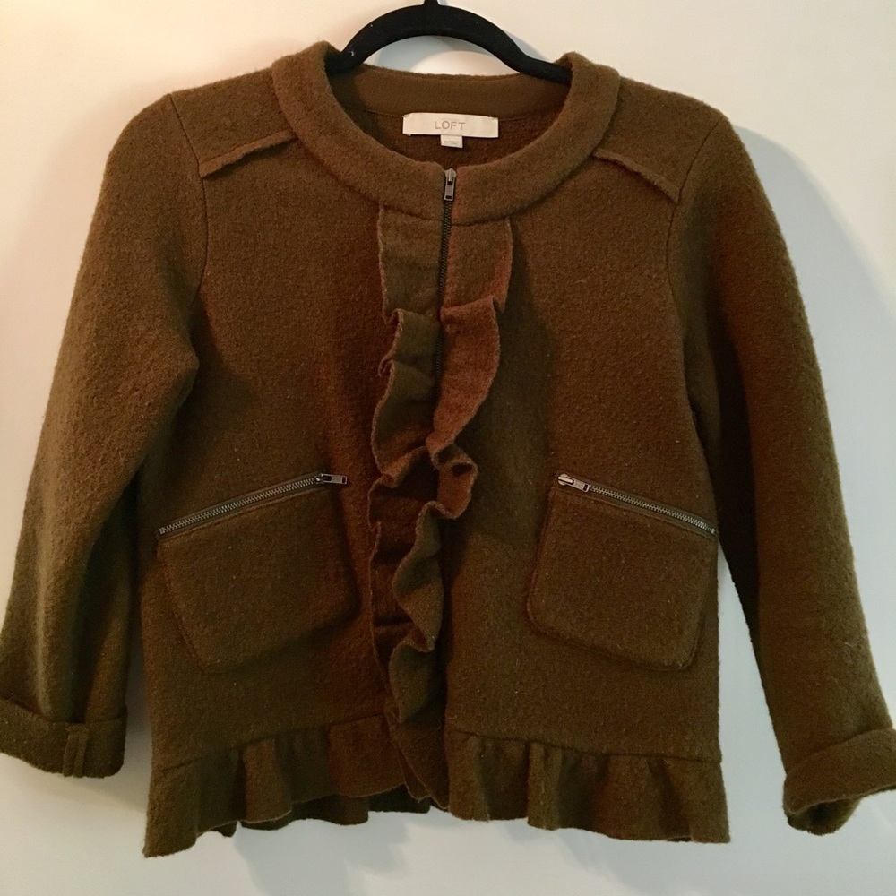 XS Ann Taylor Loft Merino Wool jacket with ruffles